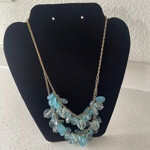 Blue Teardrop Statement Necklace